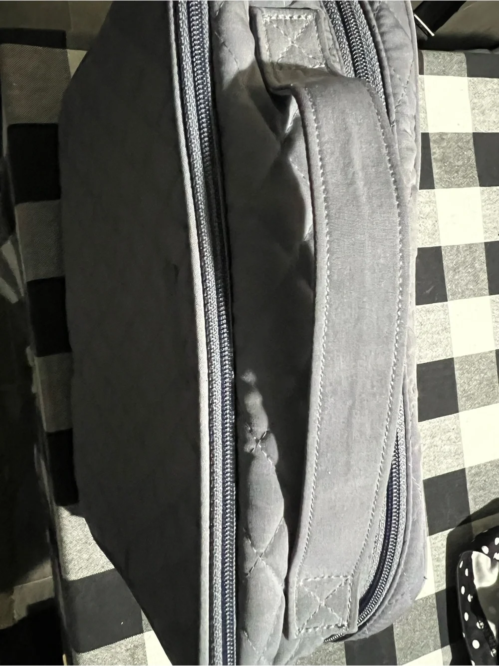 Quilted Gray Vera Bradley travel makeup case